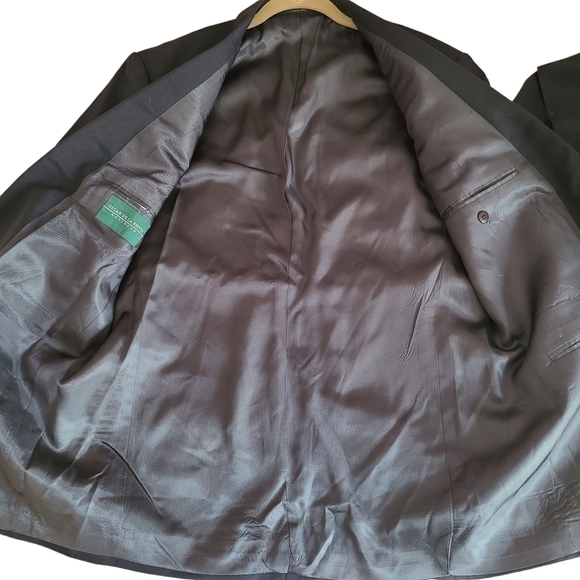 Oscar de la Renta 40R Sport Coat Blazer Jacket 100% Wool Solid Black 2 Button.E - Picture 4 of 11